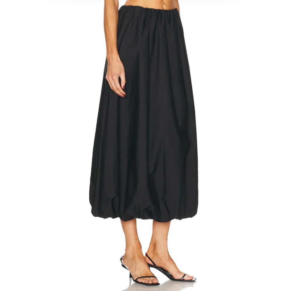 ENZA COSTA Poplin Bubble Skirt Women XS Black Cotton Midi Elastic Waist Casual - Picture 2 of 16